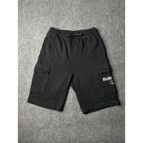 Mens Shorts Burberry Horseferry Logo Black Cotton Cargo London England Size M